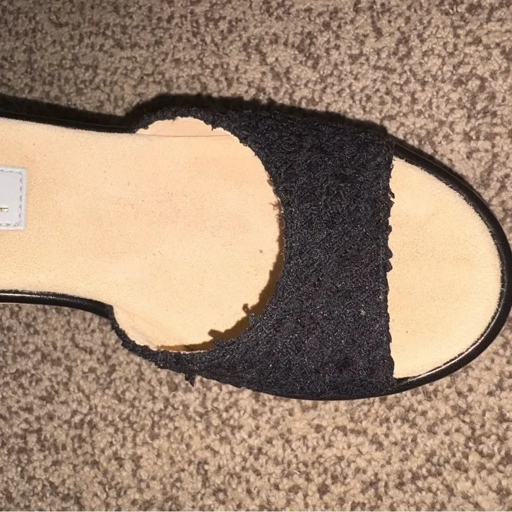 Brand new with box  CHANEL 2023 Black Tweed Sandal size 10  wedges